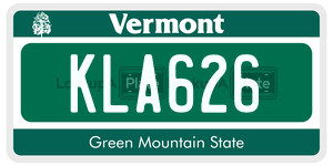KLA626  license plate in VT