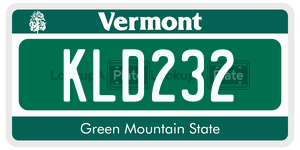 KLD232  license plate in VT