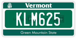 KLM625  license plate in VT