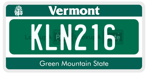 KLN216  license plate in VT