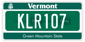 KLR107  license plate in VT