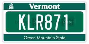 KLR871  license plate in VT