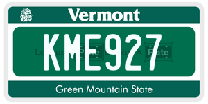 KME927  license plate in VT