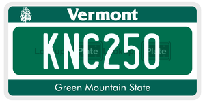 KNC250  license plate in VT