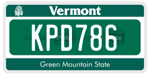 KPD786  license plate in VT