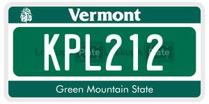 KPL212 license plate in Vermont