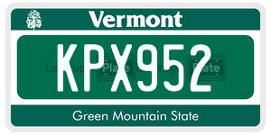 KPX952  license plate in VT