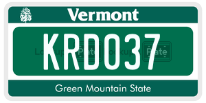 KRD037  license plate in VT