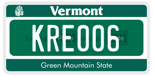 KRE006  license plate in VT