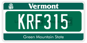 KRF315  license plate in VT