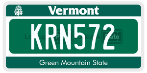 KRN572  license plate in VT