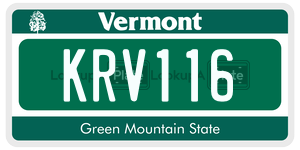 KRV116 license plate in Vermont