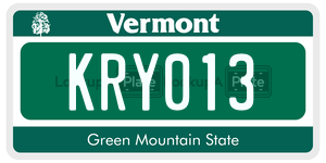 KRY013  license plate in VT
