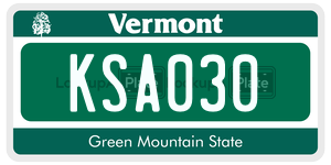 KSA030  license plate in VT