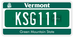 KSG111  license plate in VT