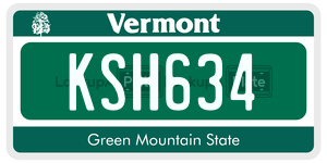 KSH634  license plate in VT