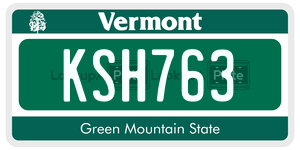 KSH763  license plate in VT