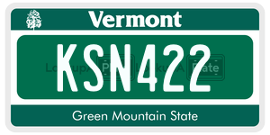 KSN422  license plate in VT