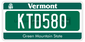 KTD580  license plate in VT