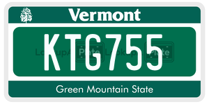 KTG755  license plate in VT
