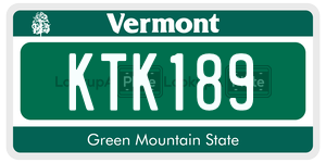 KTK189  license plate in VT