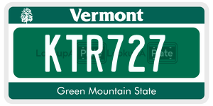 KTR727 license plate in Vermont