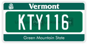 KTY116  license plate in VT