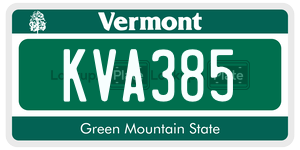KVA385  license plate in VT