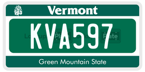 KVA597  license plate in VT