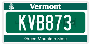 KVB873  license plate in VT