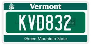KVD832 license plate in Vermont