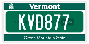 KVD877  license plate in VT