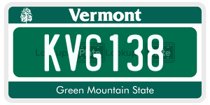 KVG138  license plate in VT