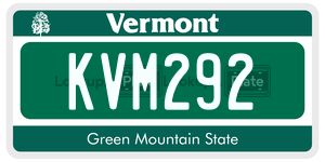KVM292  license plate in VT