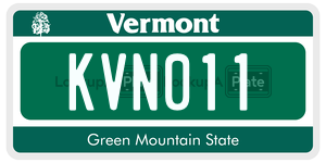 KVN011  license plate in VT