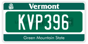 KVP396  license plate in VT