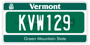 KVW129 license plate in Vermont