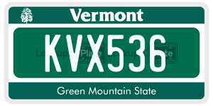 KVX536  license plate in VT