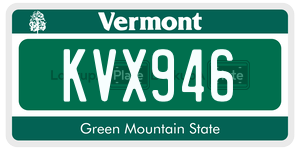 KVX946  license plate in VT