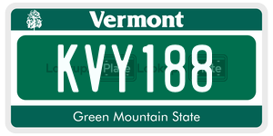 KVY188  license plate in VT