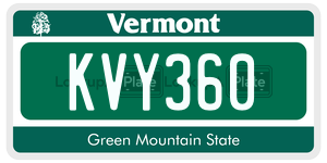 KVY360 license plate in Vermont
