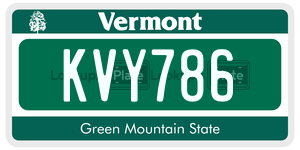KVY786  license plate in VT