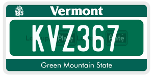 KVZ367  license plate in VT