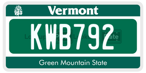 KWB792  license plate in VT