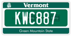 KWC887  license plate in VT