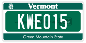 KWE015  license plate in VT