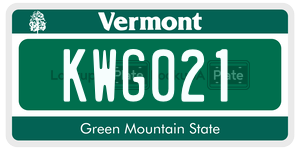 KWG021  license plate in VT