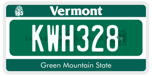 KWH328  license plate in VT