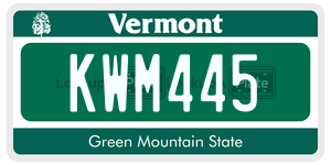 KWM445  license plate in VT