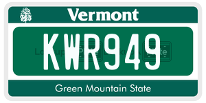 KWR949  license plate in VT